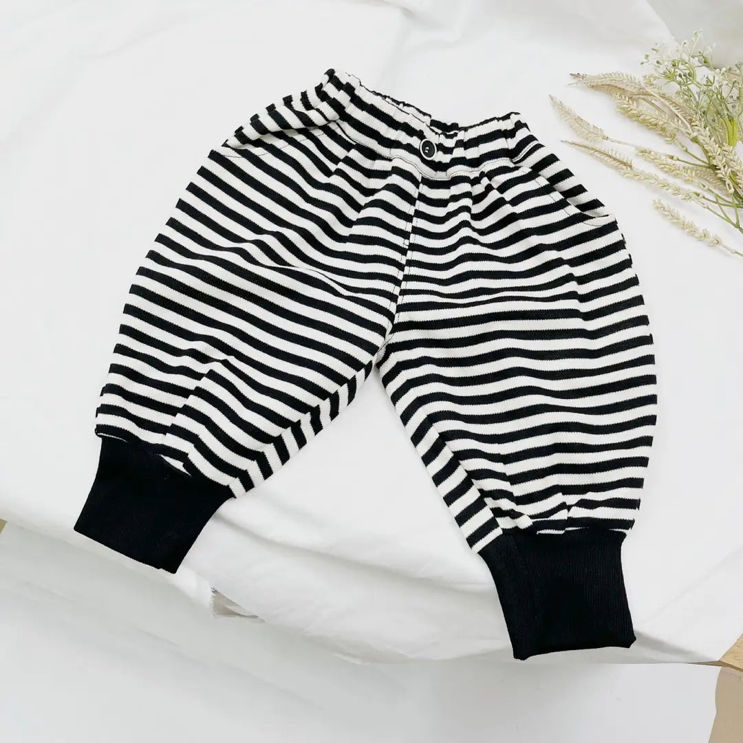 Kids Striped Harem Pants Black Brown 2-6Y