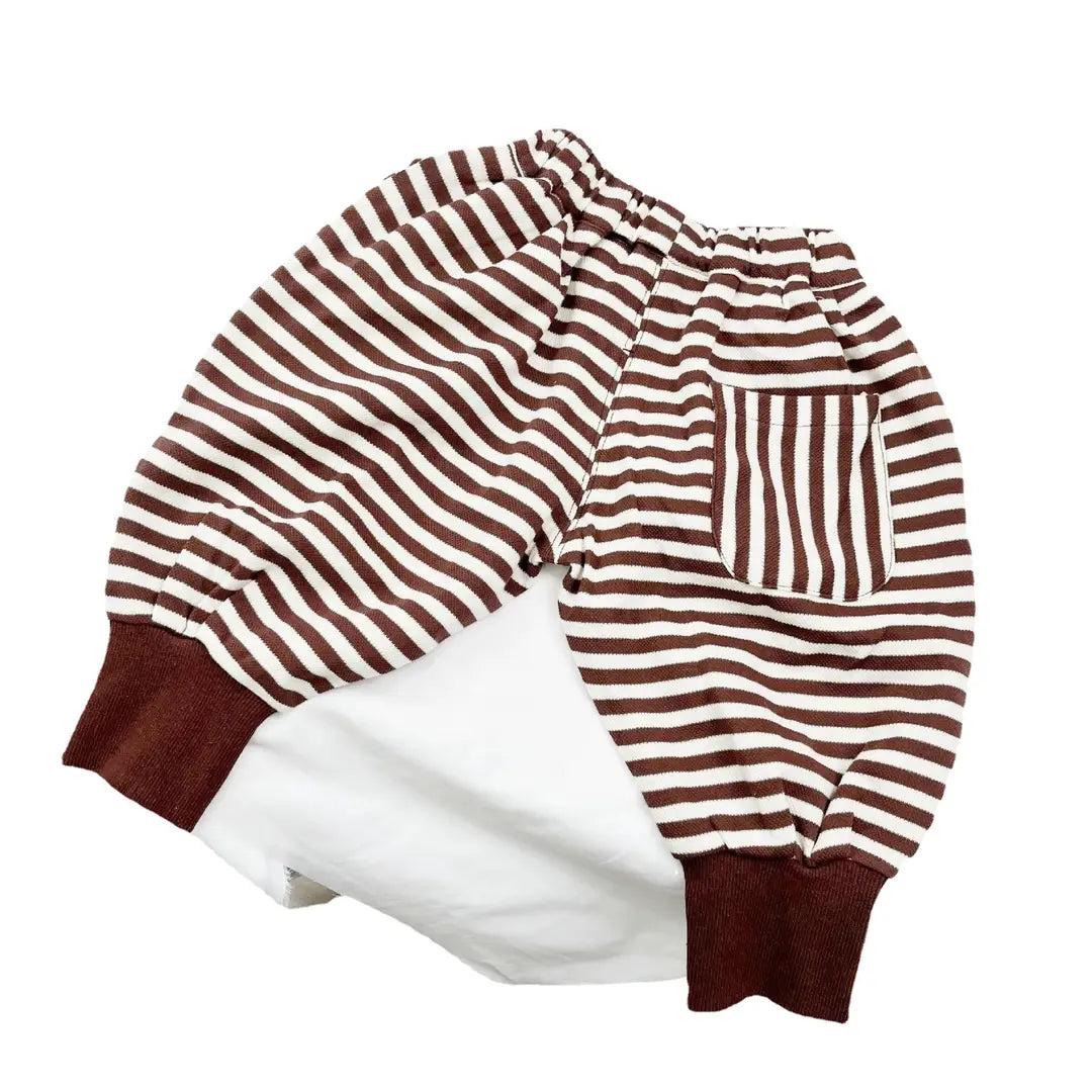 Kids Striped Harem Pants Black Brown 2-6Y
