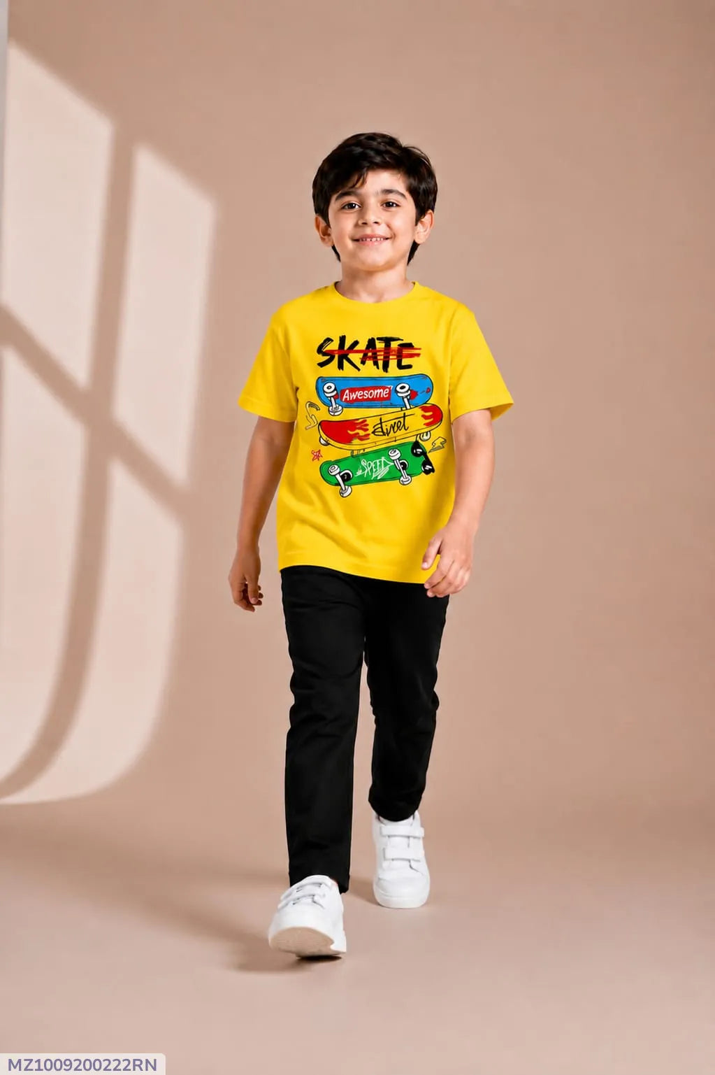 Kids Skate Graphic Track Suit Yellow Black 2Pcs