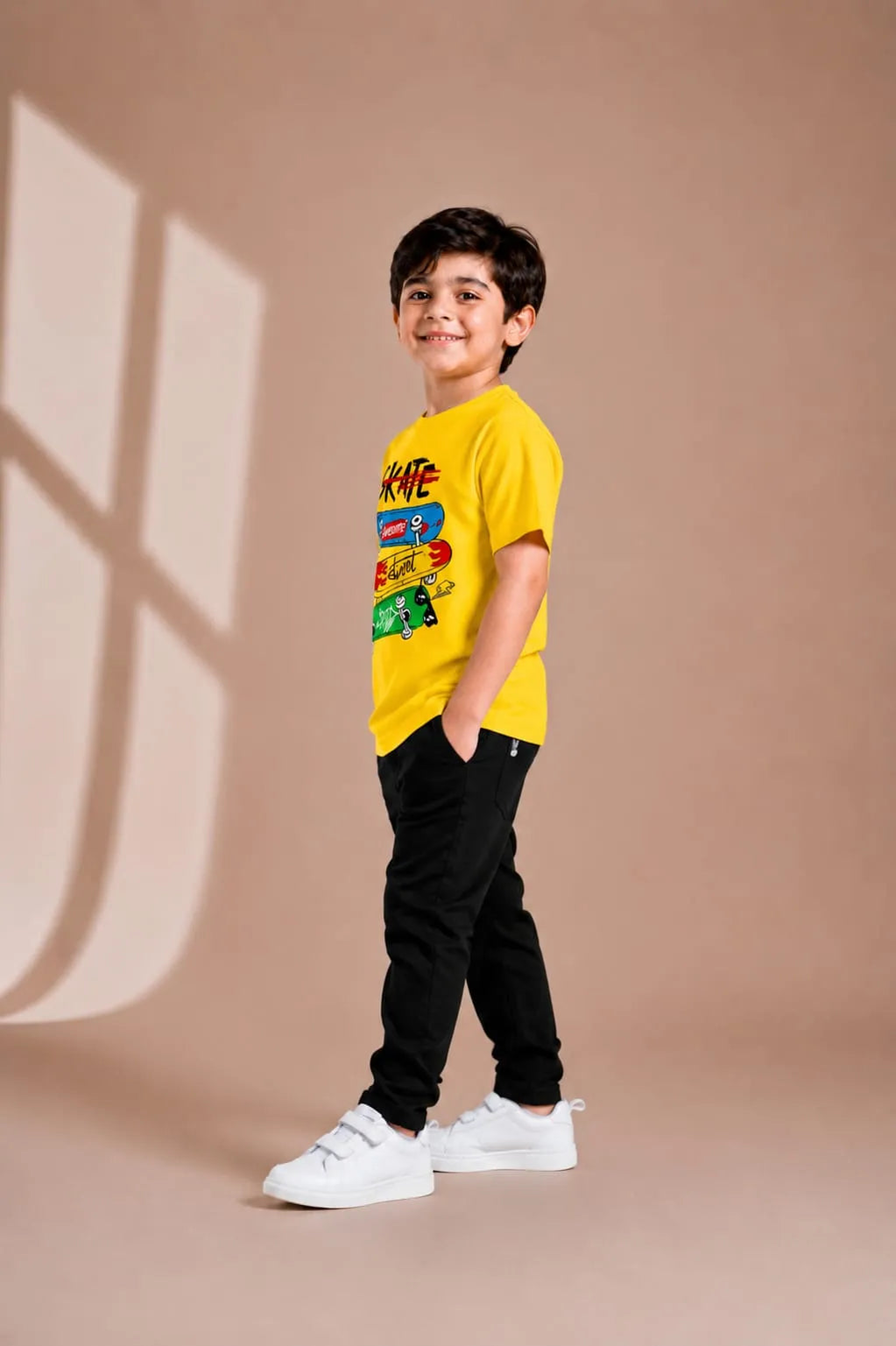 Kids Skate Graphic Track Suit Yellow Black 2Pcs