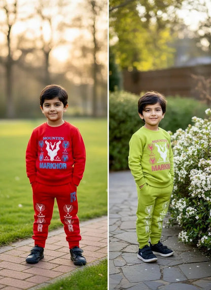 2 Sets Fleece Tracksuit for Boys Monster Truck Dinosaur Print