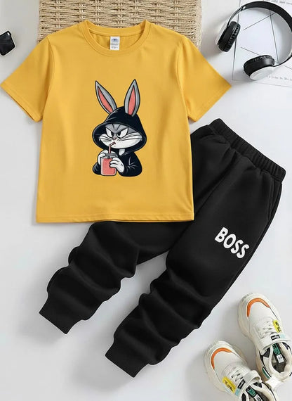 Kids Printed Tracksuit Yellow Black Boys 1-12Y
