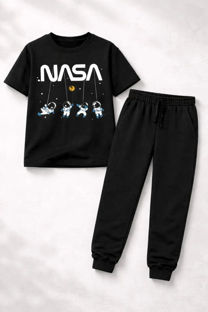 NASA Print 2-Piece Tracksuit for Boys 11-12 Years Black