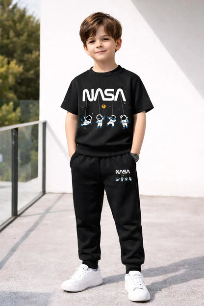 NASA Print 2-Piece Tracksuit for Boys 11-12 Years Black