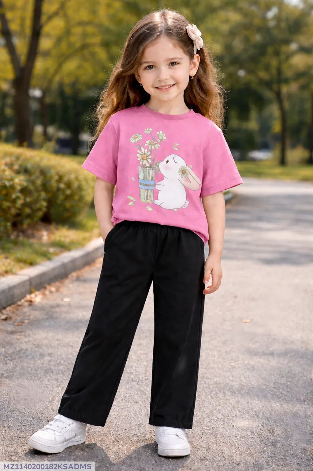 Girls Pink Snowman T-Shirt &amp; Trouser Set 1-12Yrs