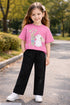 Girls Pink Snowman T-Shirt & Trouser Set 1-12Yrs