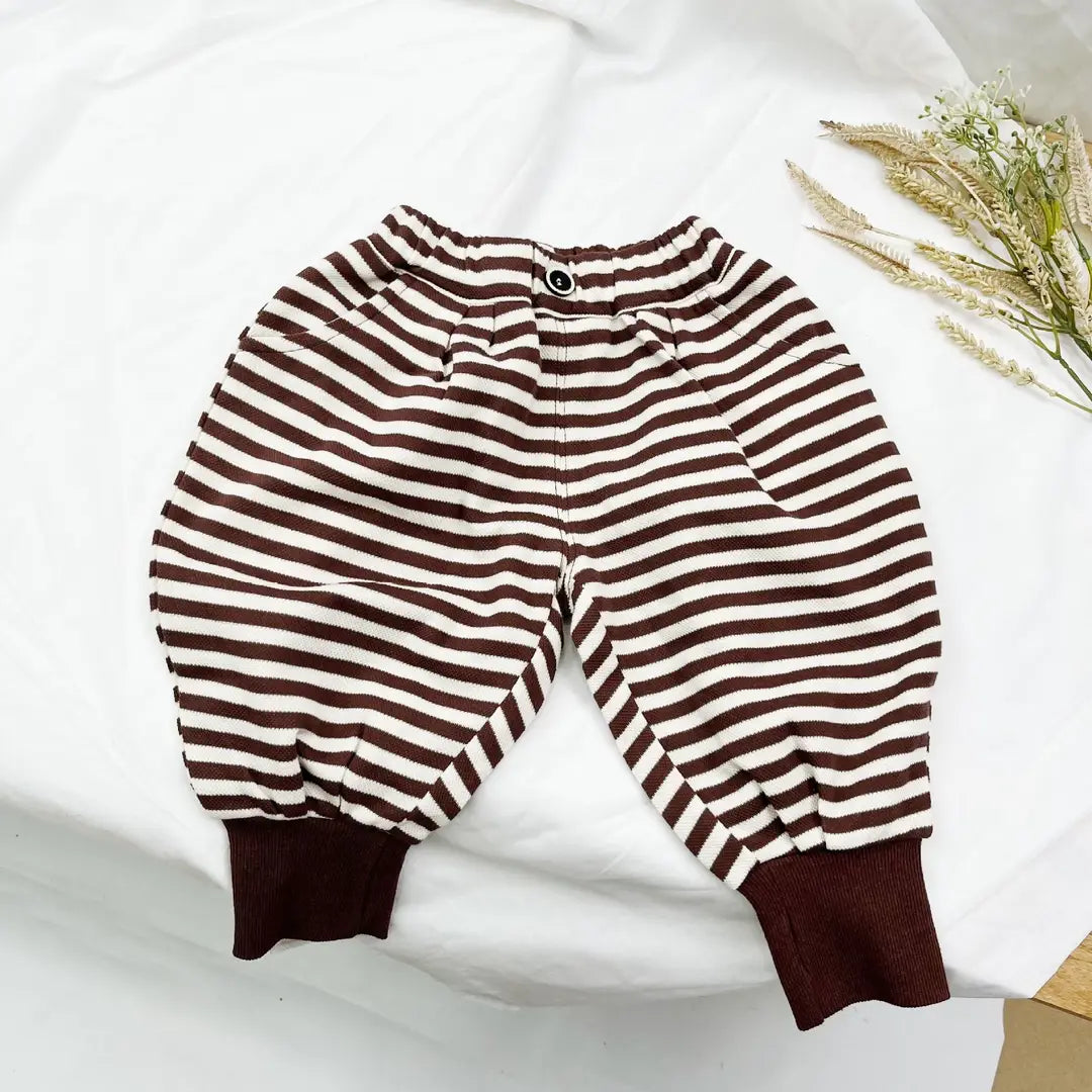 Kids Striped Harem Pants Black Brown 2-6Y