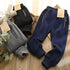 Boys Velvet Zipper Pants Navy Blue Slim Fit Winter Warm