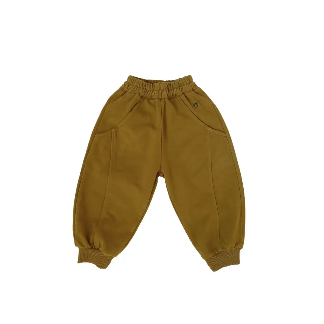 Kids Knitted Sweatpants with Smile Embroidery Drawstring Waist