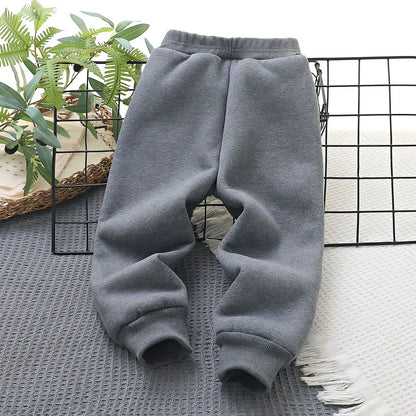 Kids Fleece Pants Navy Black Zipper Pockets Winter Warm