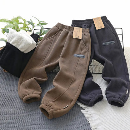 Kids Corduroy Cotton Pants Winter Warm Cozy Fit