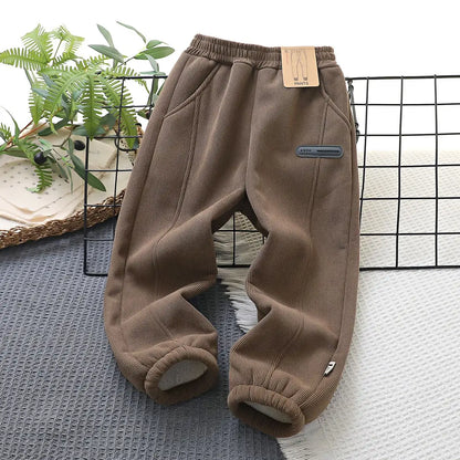 Kids Corduroy Cotton Pants Winter Warm Cozy Fit