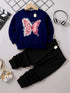 Girls Fleece Printed Tracksuit Blue 3-9Yrs Winter