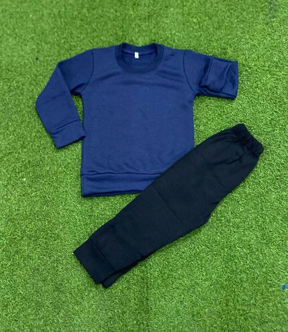 Girls Fleece Printed Tracksuit Blue 3-9Yrs Winter