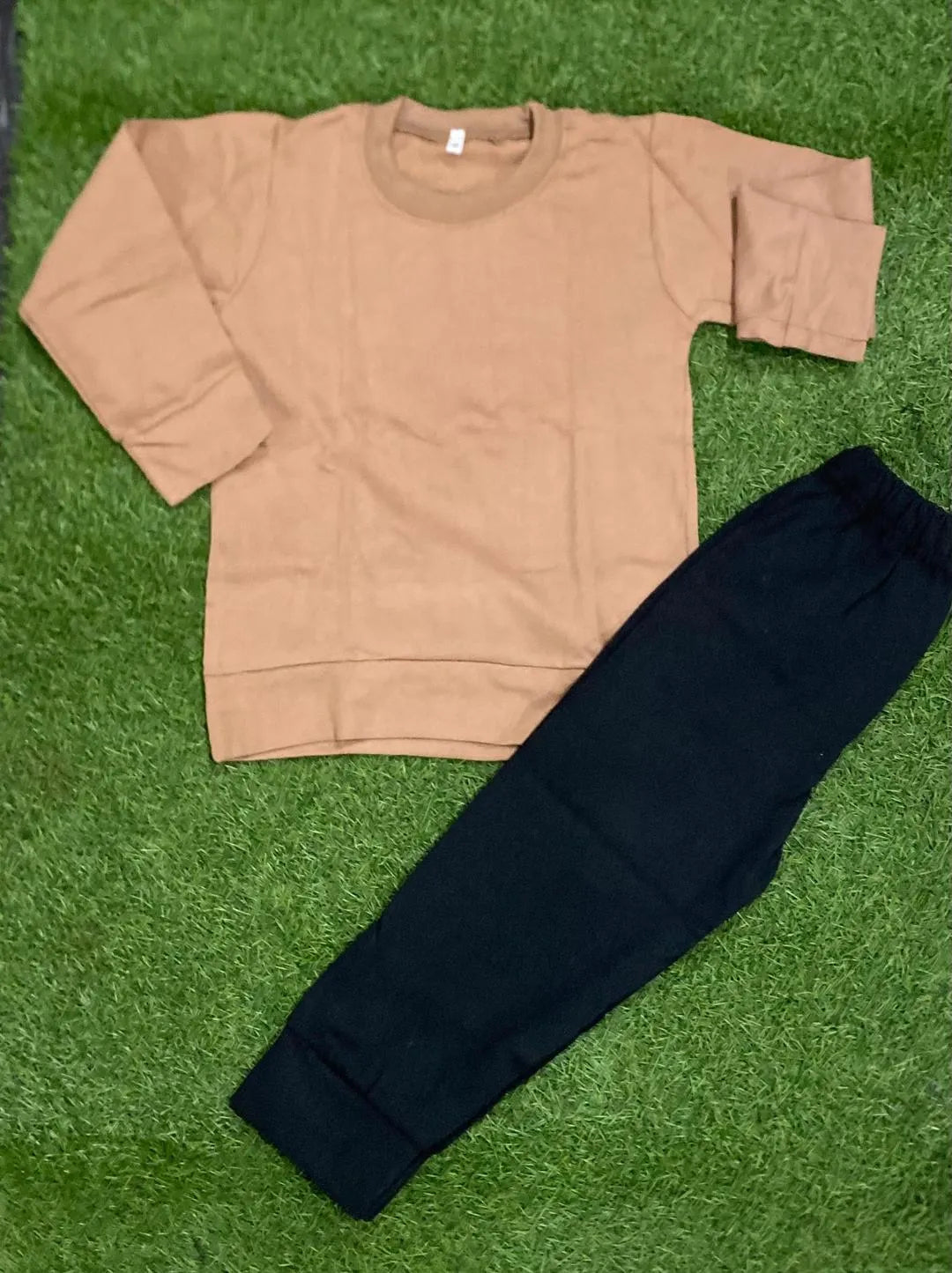 Girls Fleece Printed Tracksuit Brown Black 3-4Yrs