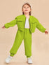 Kids Green Fleece Tracksuit 2-Piece Set