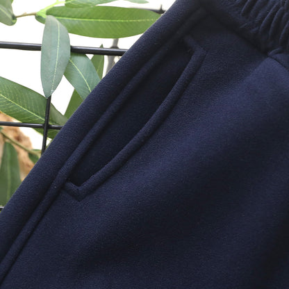 Kids Windproof Velvet Pants Navy Blue with Panda Patch